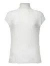 Issey Miyake High Neck Wooly Pleats White Top In White