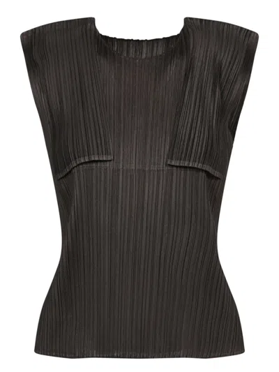 Issey Miyake Pleats Charcoal Black Top