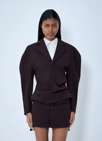 Issey Miyake Tailored Blazer Mini Dress In Brown