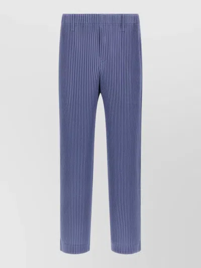 Issey Miyake Tailored Pleated Trousers Ribbed Texture Belt Loops In Blue