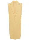 Issey Miyake Pleated Long Vest In Yellow