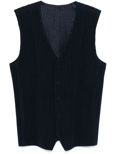 Issey Miyake Tailored Pleats 2 Vest In Blue