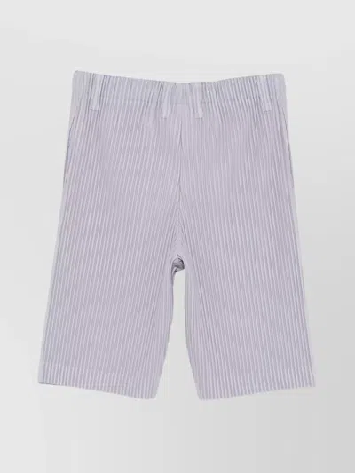 Issey Miyake Tailored Pleats Elastic Waistband Striped Shorts