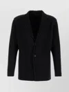 Issey Miyake Tailored Polyester Blazer Featuring Pleated Texture In Black