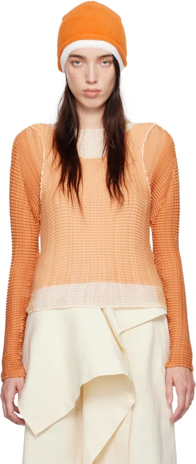 Issey Miyake Tan Layered Color Pleats T-shirt In 42 New Winter Brown