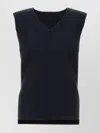 Issey Miyake Tank Top Ribbed Texture Sleeveless V-neckline In Blau