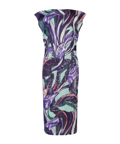 Issey Miyake Tardivo Plissé Midi Dress In Multicolor