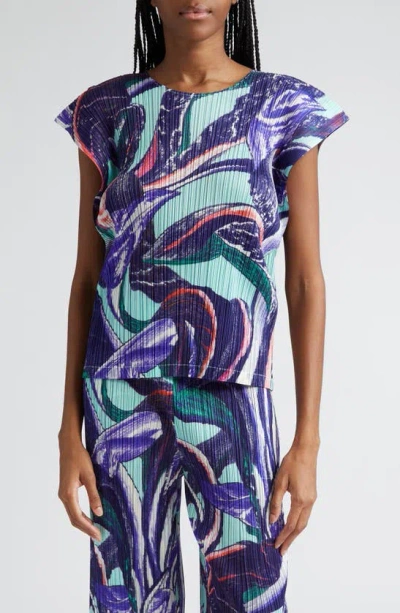 Issey Miyake Tardivo Print Pleated Sleeveless Top In Purple | ModeSens 