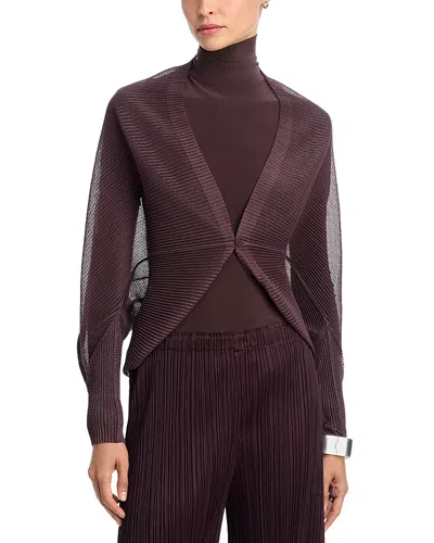 Issey Miyake Tatami One Button Cardigan In Brown
