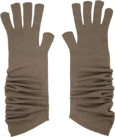 Issey Miyake Taupe Cashmere Winter Gear Gloves In White