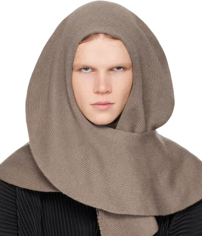 Issey Miyake Taupe Cashmere Winter Gear Scarf In Brown
