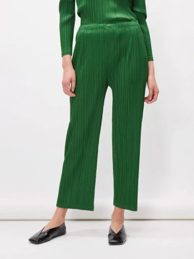 Issey Miyake Technical-pleated Straight-leg Trousers In Green