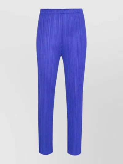 Issey Miyake Textured Ankle Length Tailored Pants In Blue