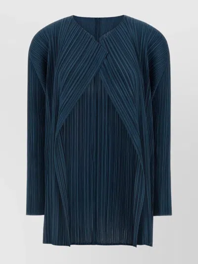 Issey Miyake Textured Cardigan Long Sleeves In Blue