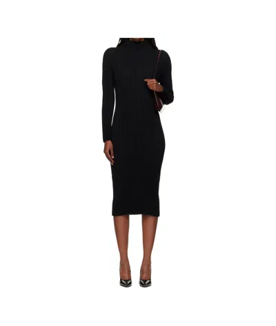 Issey Miyake Textured Knit Dress In Black