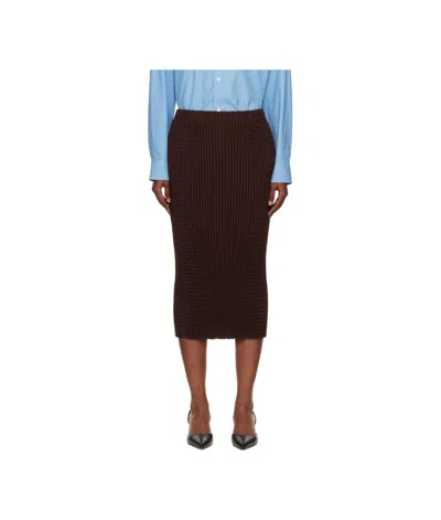 Issey Miyake Textured Knit Midi Skirt In Black
