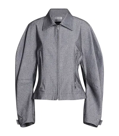 Issey Miyake Textured Reflection Jacket In Gray
