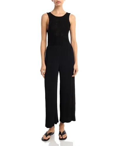 Issey Miyake Textured Wide Leg Pants In Black
