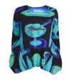 Issey Miyake Pleated Abstract-print Top In Black