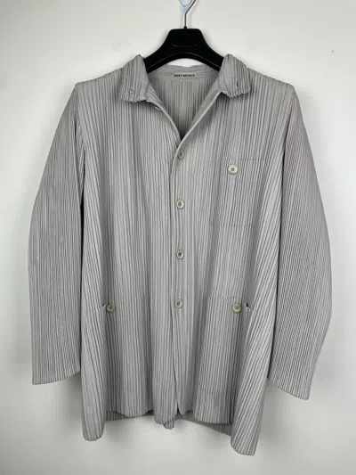 Pre-owned Issey Miyake Thick Pleated Button Up Homme Plisse Shirt In Beige