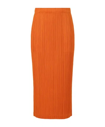 Issey Miyake Orange Thicker Bottoms 1 Midi Skirt In 33 Dark Orange