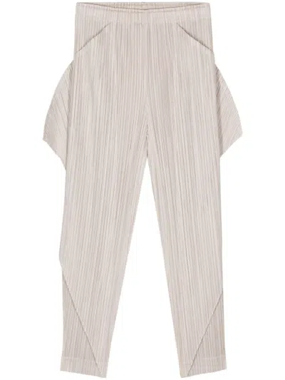 Issey Miyake Pleated Cropped Trousers In Neutrals