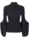 Issey Miyake Womens Black Thin And Thick Long-sleeves Knitted Top In Black