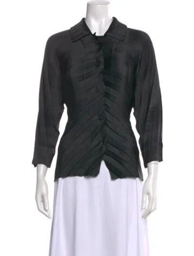 Pre-owned Issey Miyake Three-quarter Sleeve Blouse In Black