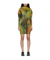 Issey Miyake Tie-dye Pleated Minidress In Green