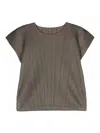 Issey Miyake Monthly Colors: March Pleated Top In Light Brown