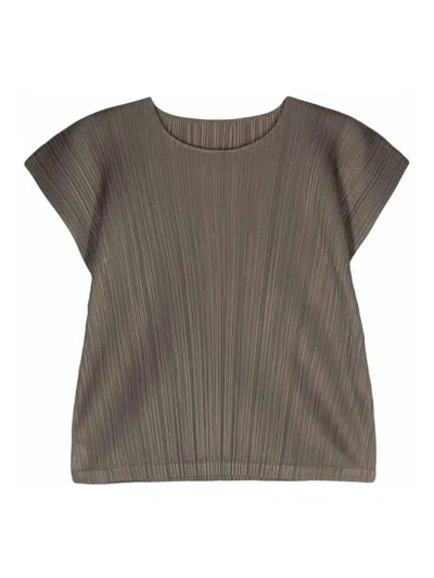 Issey Miyake Pleated Top In Light Brown