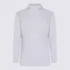 Issey Miyake Long Sleeve Ribbed Turtleneck Top In White