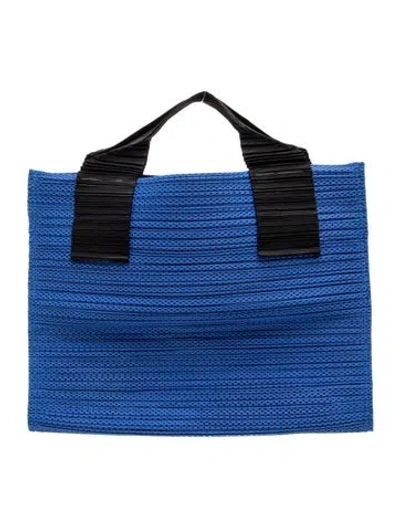 Pre-owned Issey Miyake Top Handle Bag In Blue