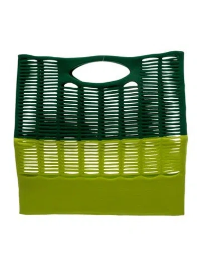 Pre-owned Issey Miyake Top Handle Bag In Green