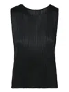 Issey Miyake Sleeveless Pleated Top In Black