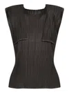 Issey Miyake Pleats Charcoal Black Top In Black