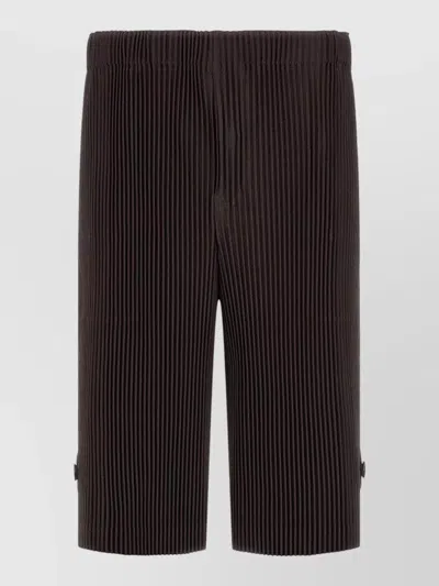 Issey Miyake Transformable Bermuda Shorts Knee Length Pleated In Brown