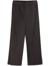 Issey Miyake Pleated Satined Cropped Trousers In Black