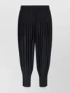 Issey Miyake Trousers Elastic Waistband Ribbed Cuffs In Black