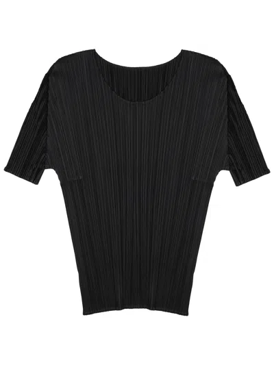 Issey Miyake T-shirt Plissettata In Black