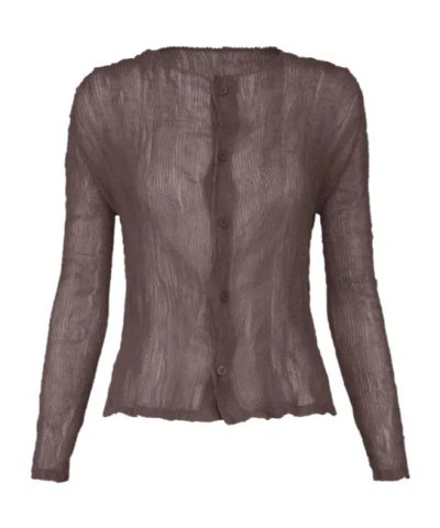 Issey Miyake Tulle Cardigan In Brown