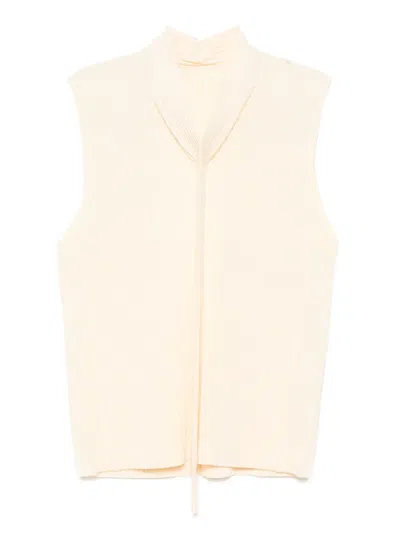 Issey Miyake Turbine Pleated Vest In Yellow