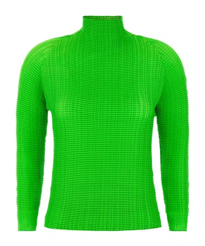 Issey Miyake Turtleneck Knit Pullover In Green