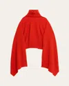 Issey Miyake Turtleneck Knit Wool Cape In Red