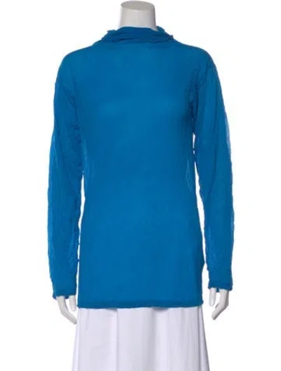Pre-owned Issey Miyake Turtleneck Long Sleeve Top In Blue