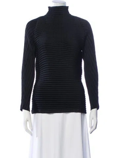 Pre-owned Issey Miyake Turtleneck Long Sleeve Top In Blue