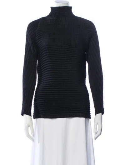 Pre-owned Issey Miyake Turtleneck Long Sleeve Top In Blue