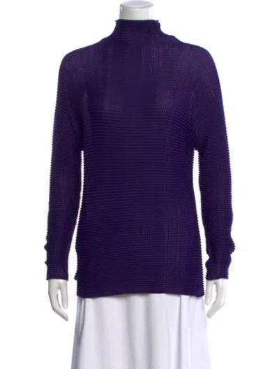 Pre-owned Issey Miyake Turtleneck Long Sleeve Top In Purple