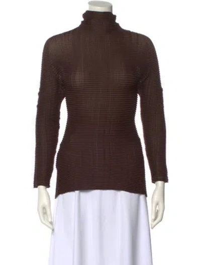 Pre-owned Issey Miyake Turtleneck Long Sleeve Top W/ Tags In Brown
