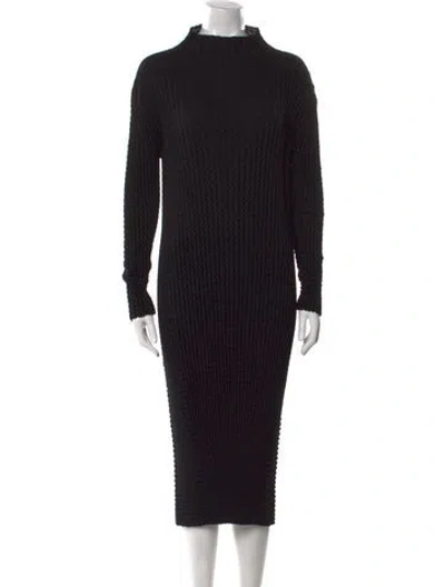 Pre-owned Issey Miyake Turtleneck Midi Length Dress In Black